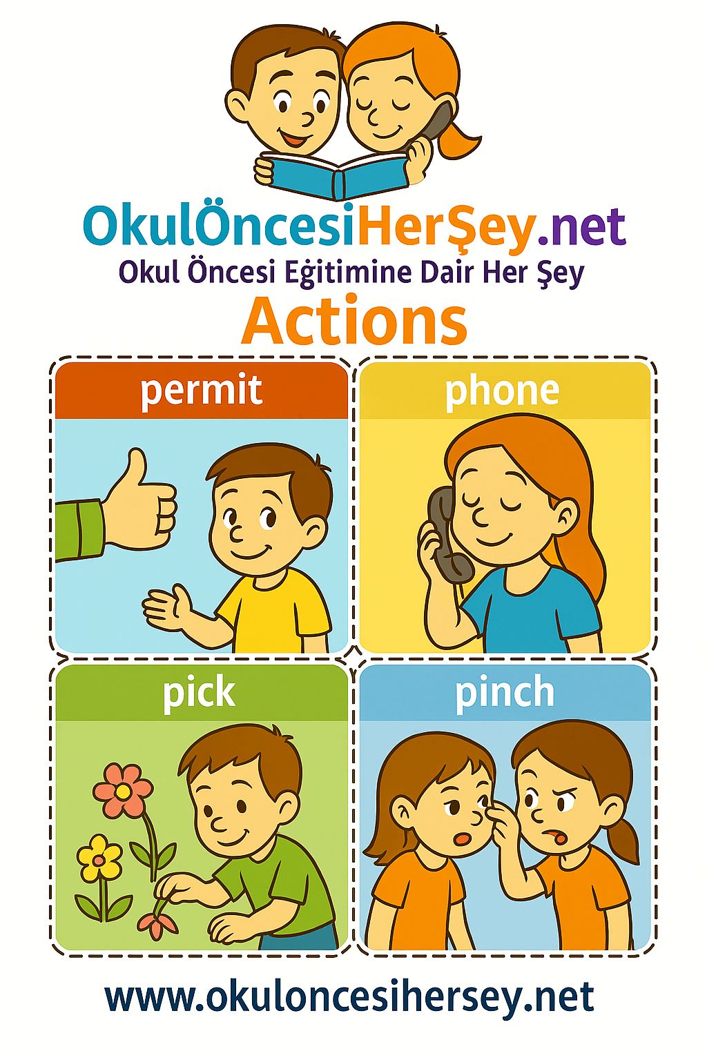 Çocuklar İçin  Fiiller Flashkart  