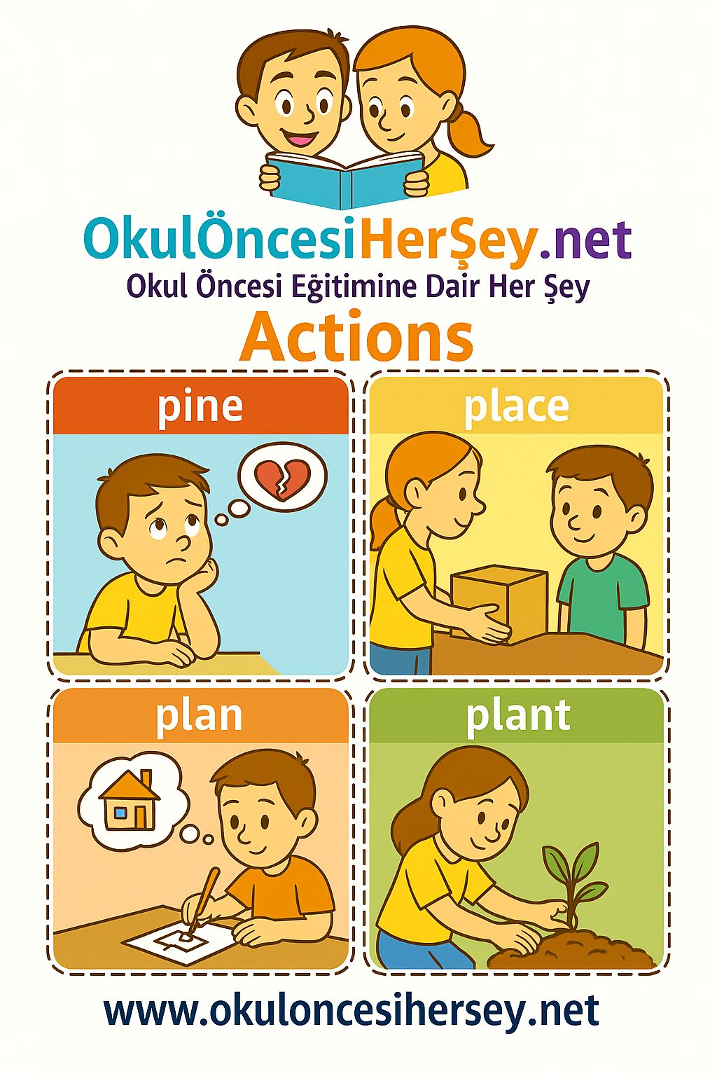 Çocuklar İçin  Fiiller Flashkart  