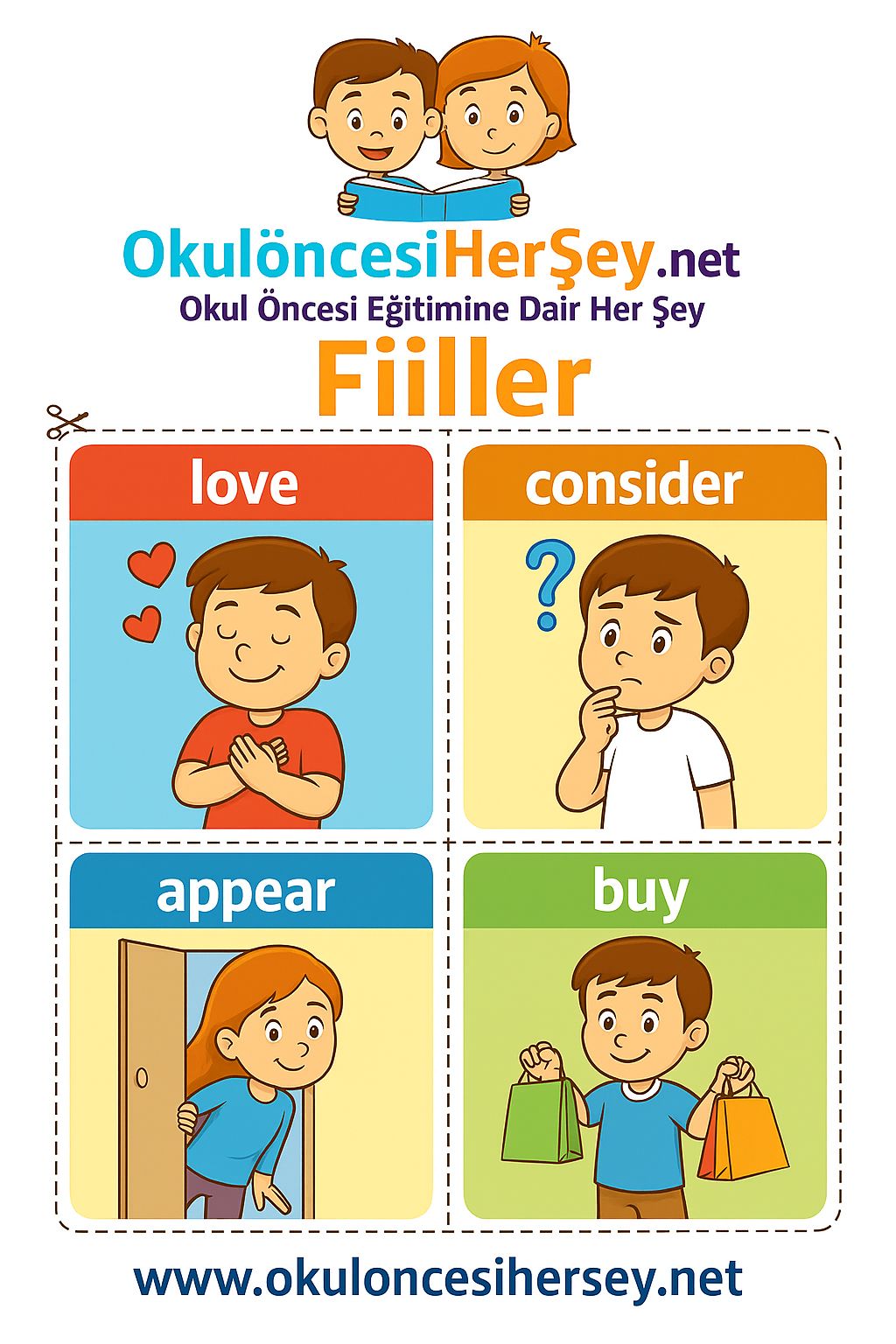 Çocuklar İçin  Fiiller Flashkart  