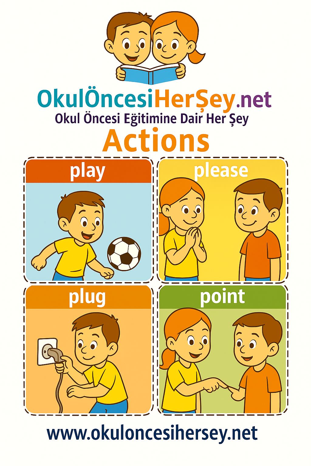 Çocuklar İçin  Fiiller Flashkart  