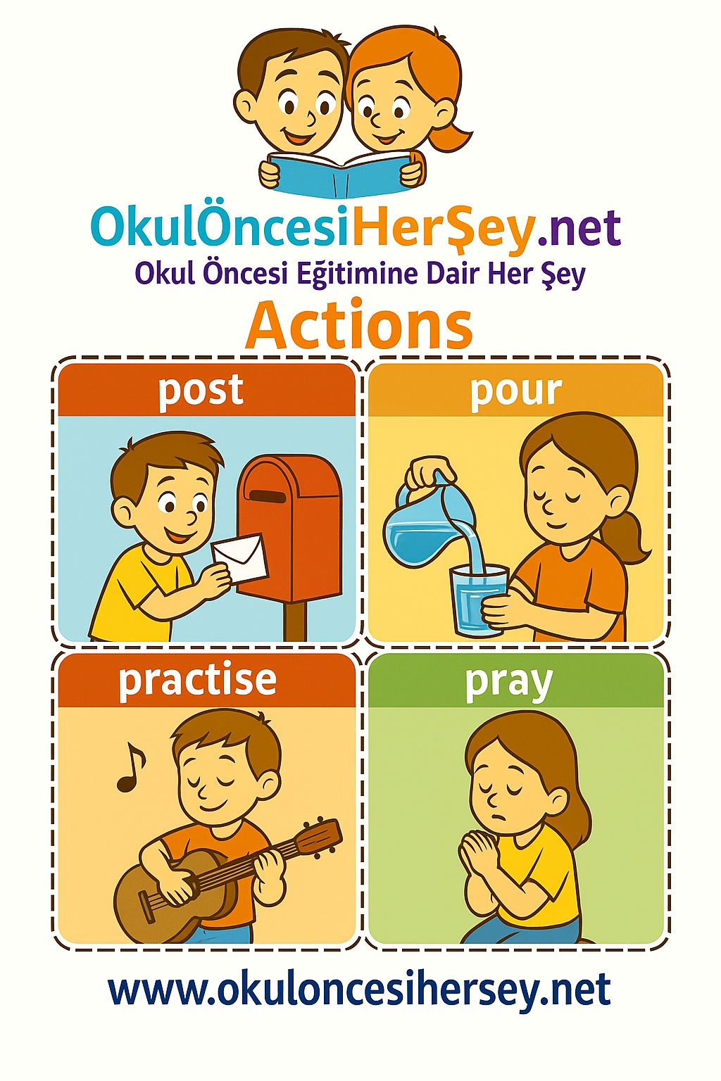 Çocuklar İçin  Fiiller Flashkart  