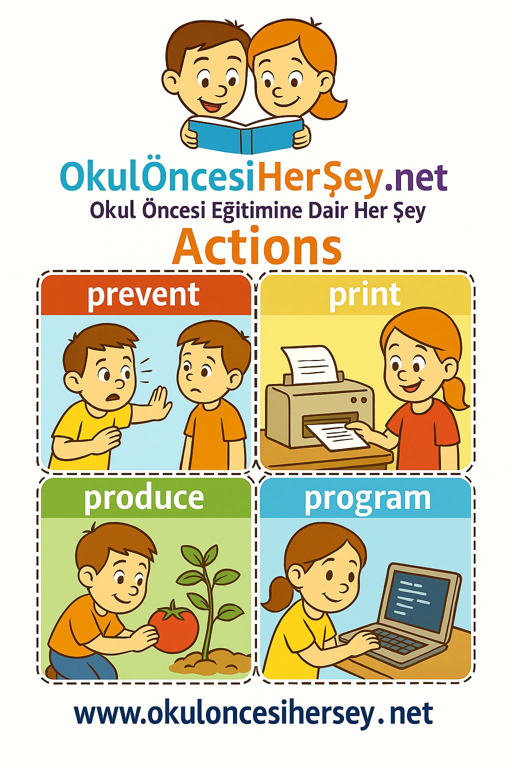 Çocuklar İçin  Fiiller Flashkart  