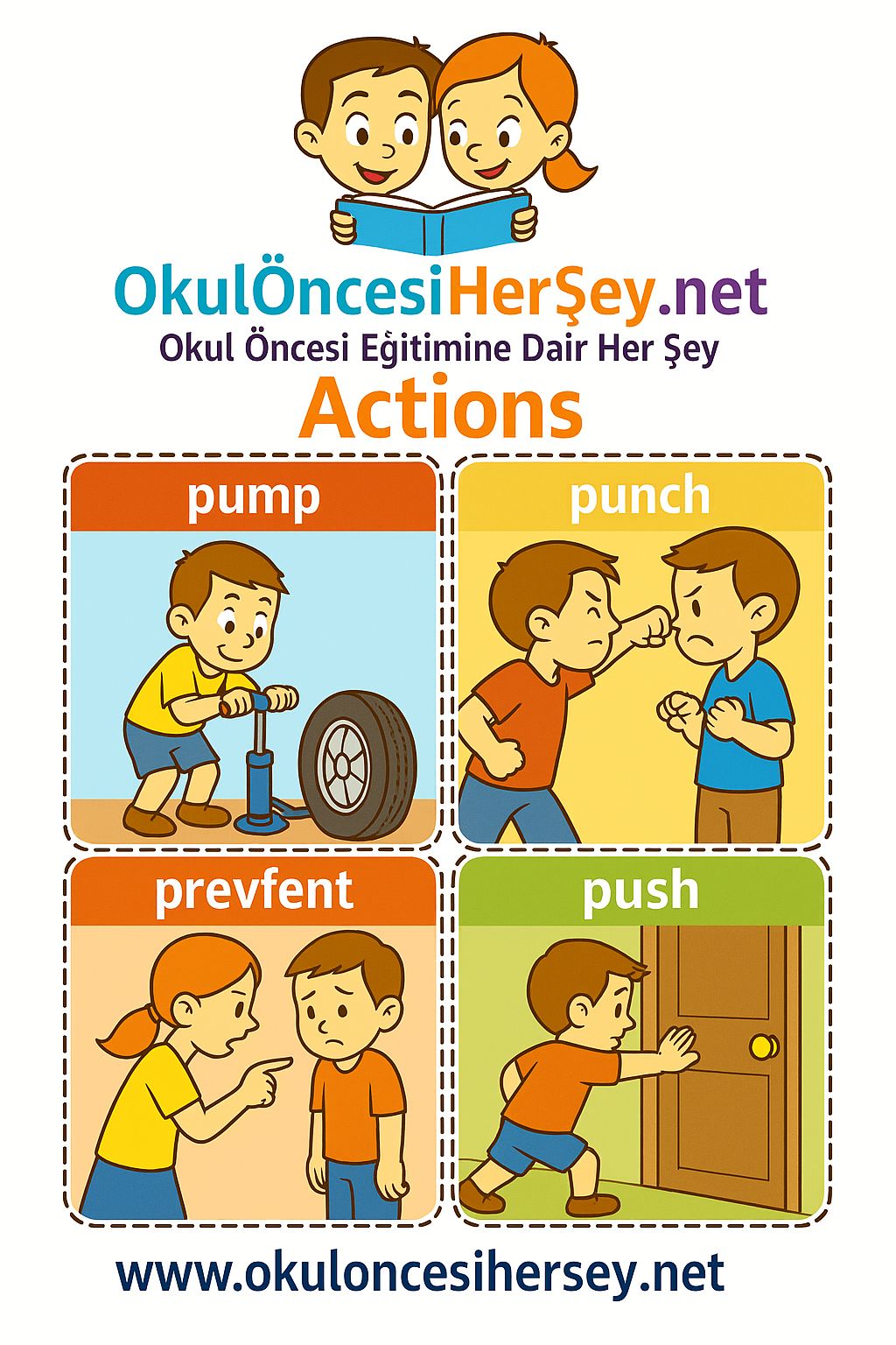 Çocuklar İçin  Fiiller Flashkart  