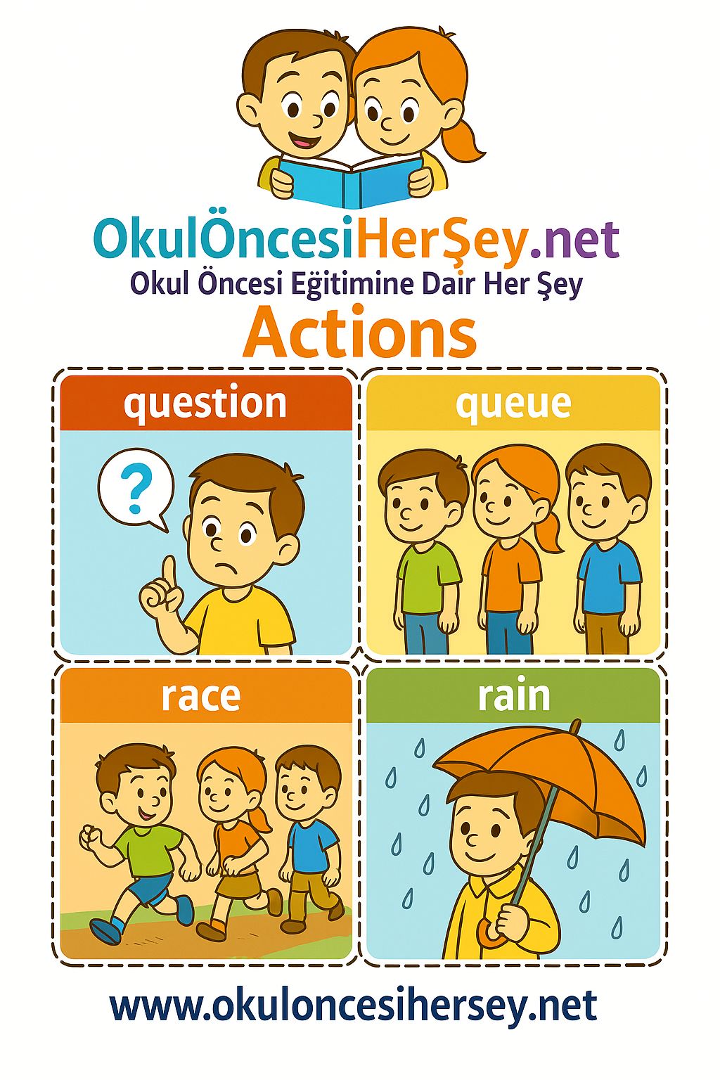 Çocuklar İçin  Fiiller Flashkart  