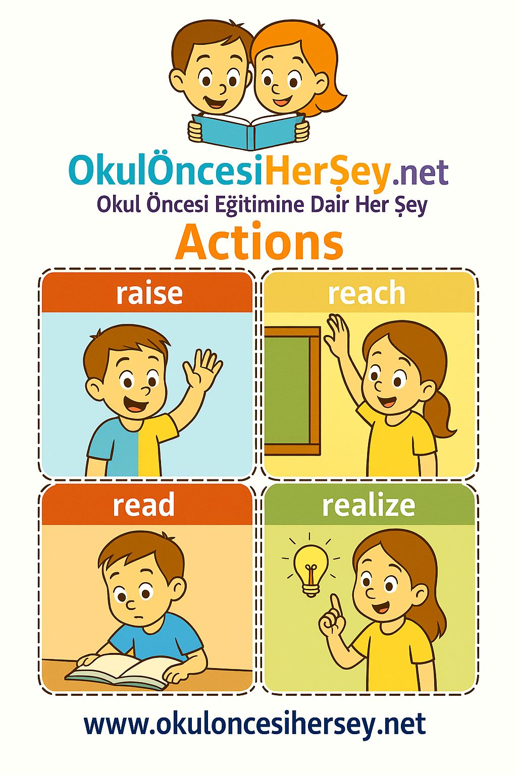 Çocuklar İçin  Fiiller Flashkart  