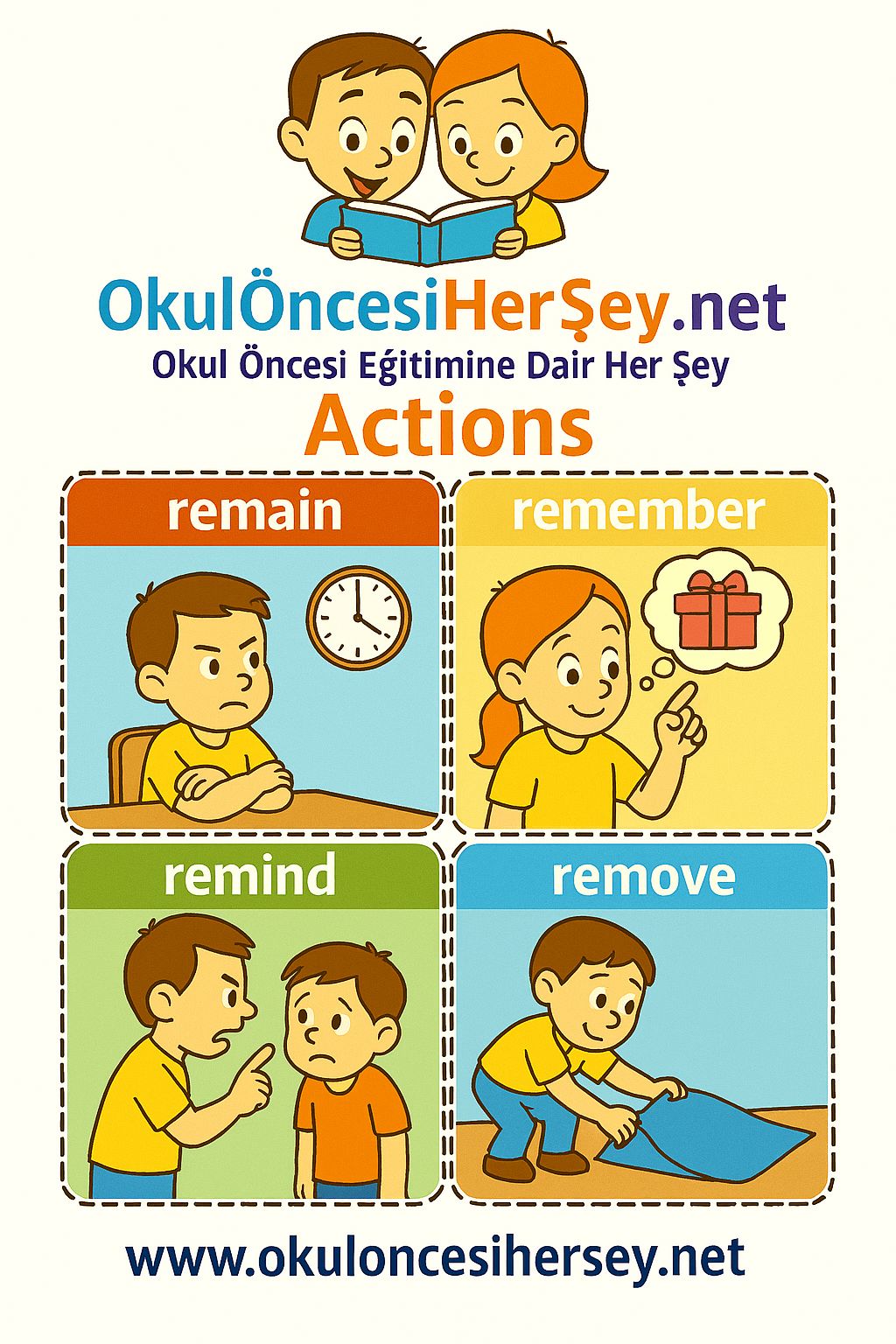 Çocuklar İçin  Fiiller Flashkart  