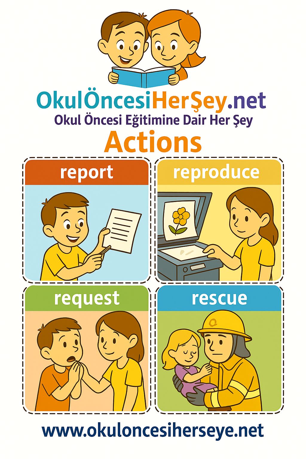 Çocuklar İçin  Fiiller Flashkart  