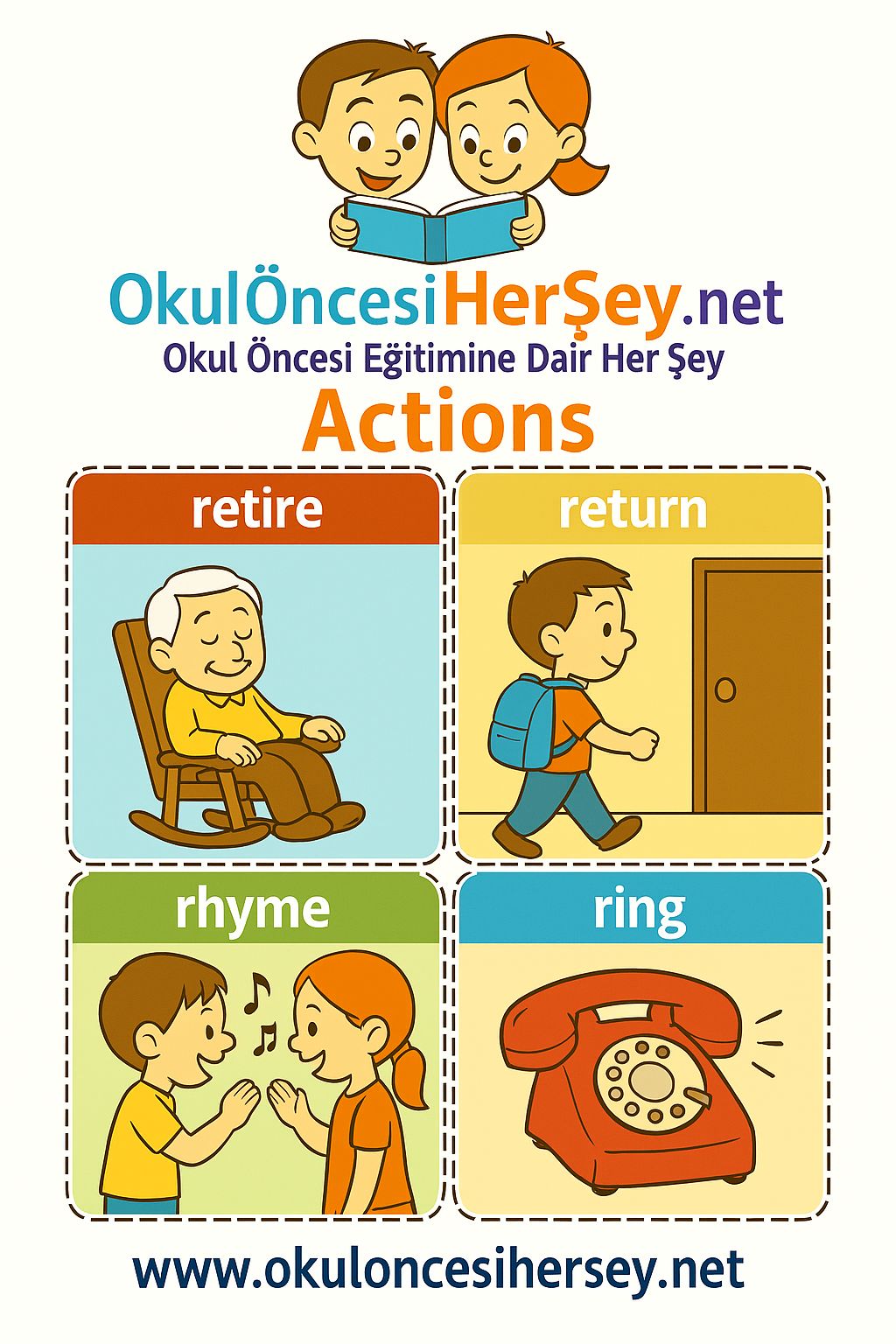 Çocuklar İçin  Fiiller Flashkart  