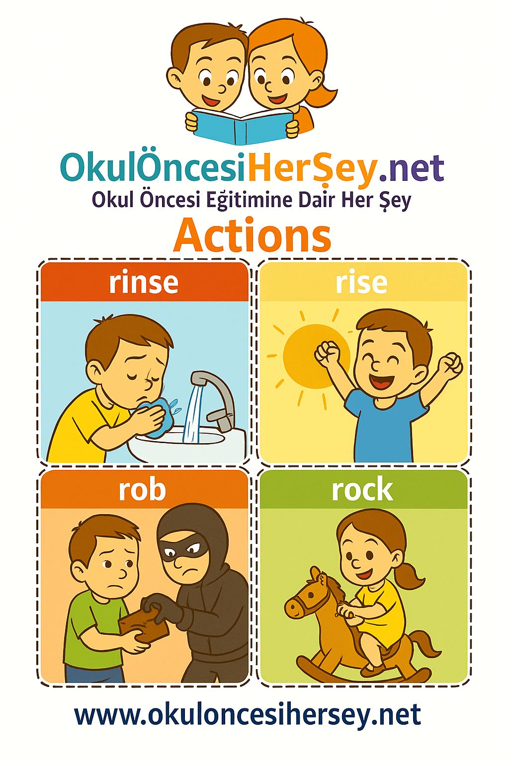 Çocuklar İçin  Fiiller Flashkart  