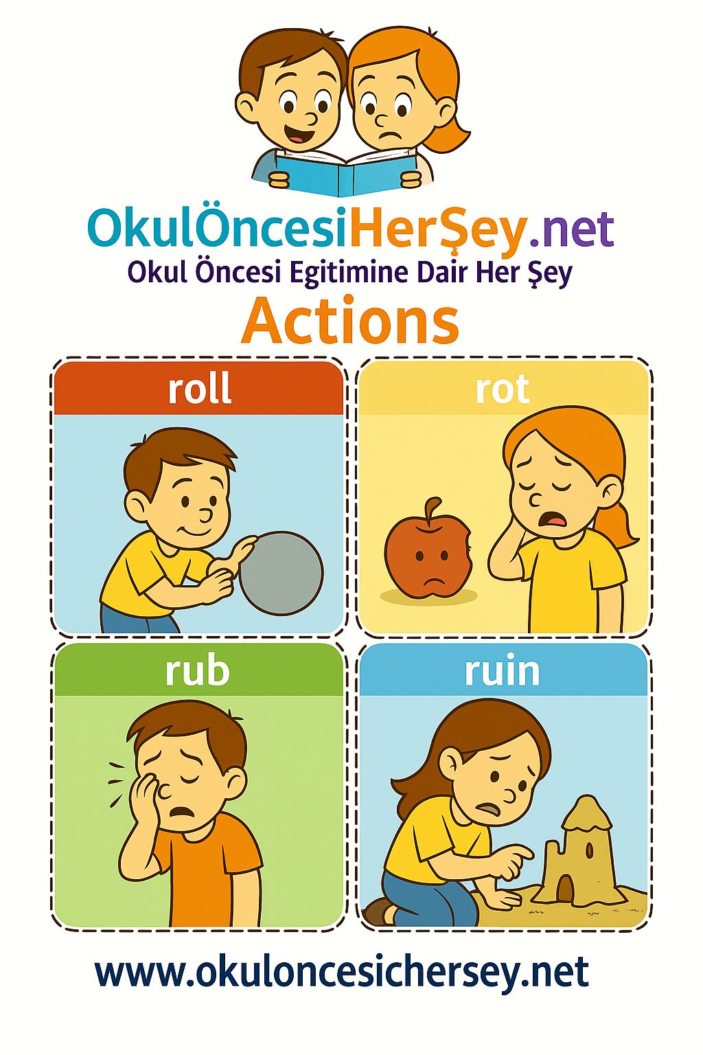 Çocuklar İçin  Fiiller Flashkart  