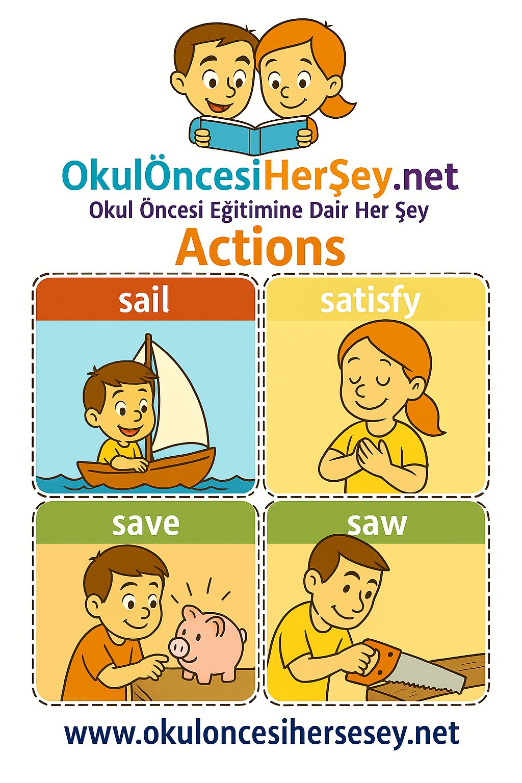 Çocuklar İçin  Fiiller Flashkart  