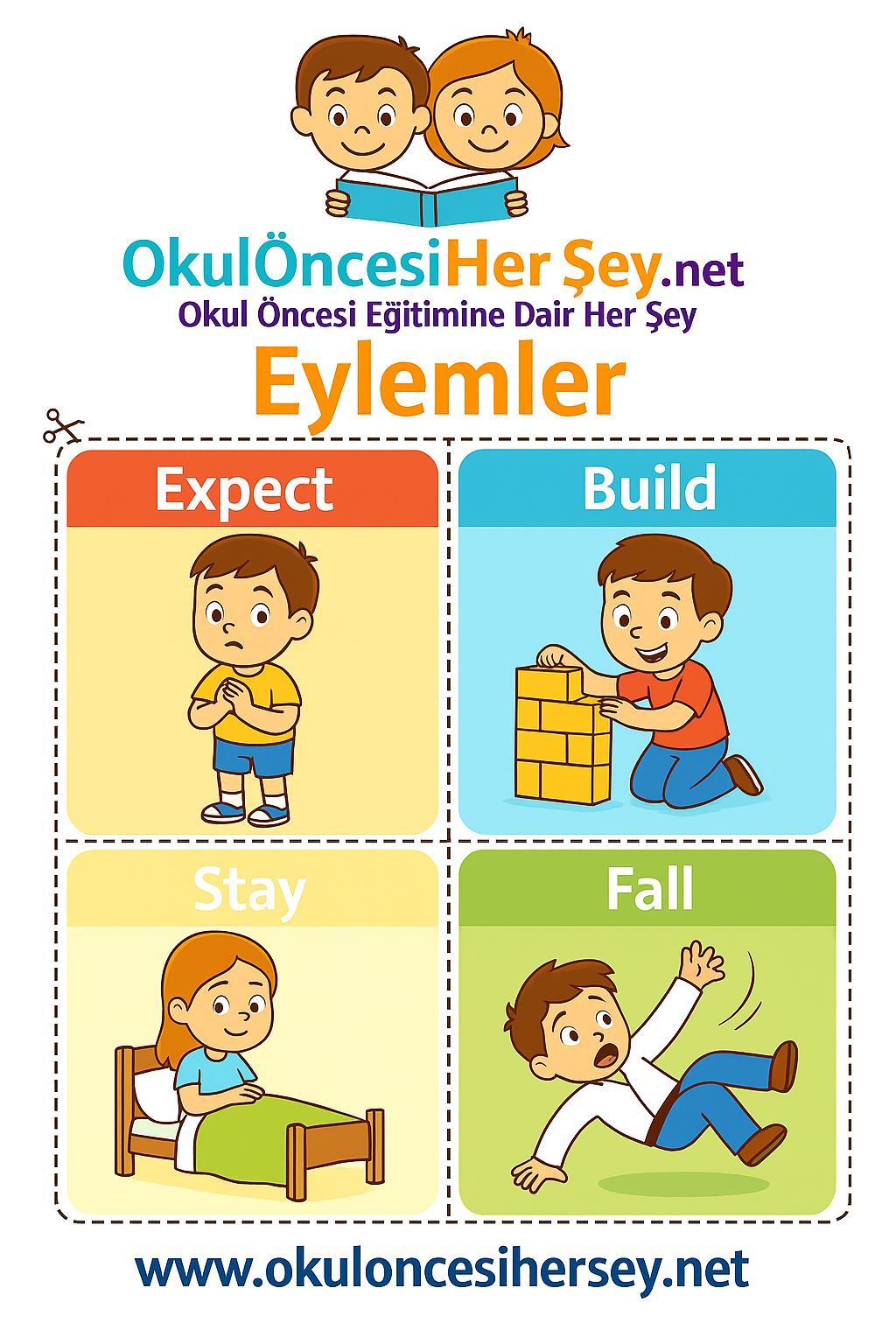 Çocuklar İçin  Fiiller Flashkart  