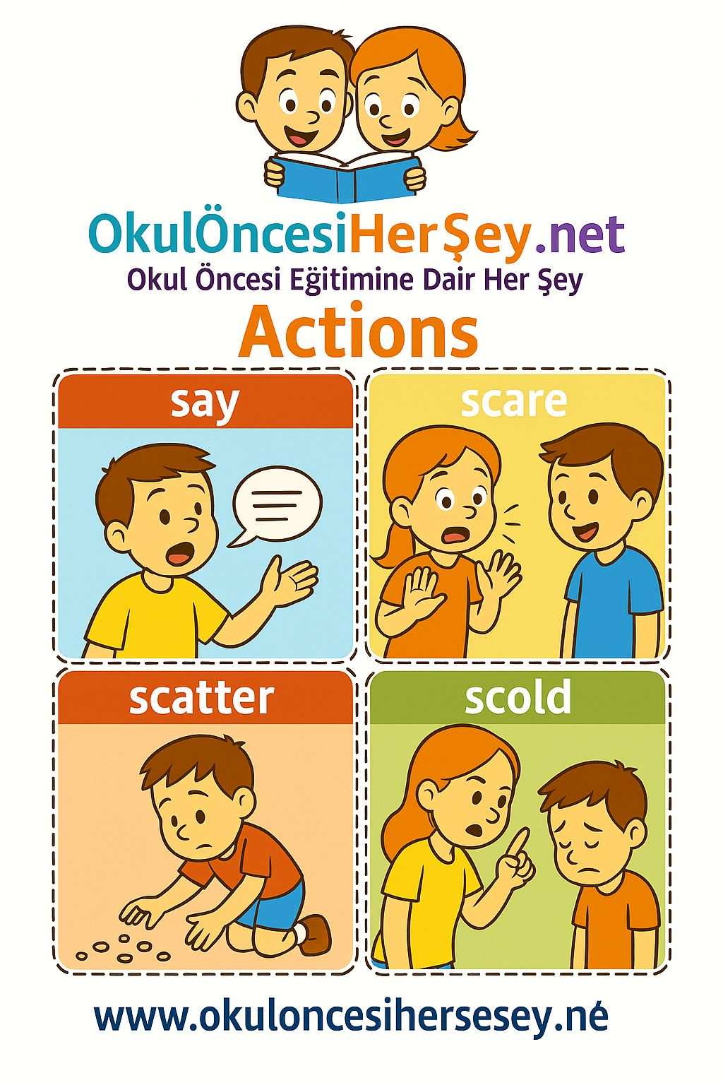 Çocuklar İçin  Fiiller Flashkart  