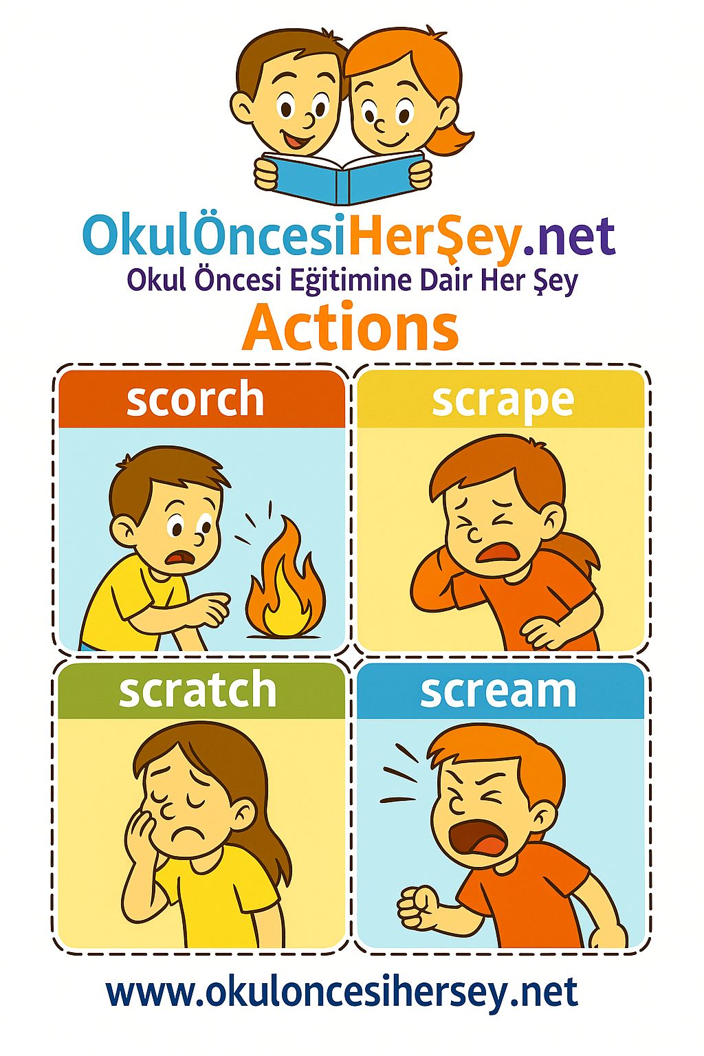 Çocuklar İçin  Fiiller Flashkart  