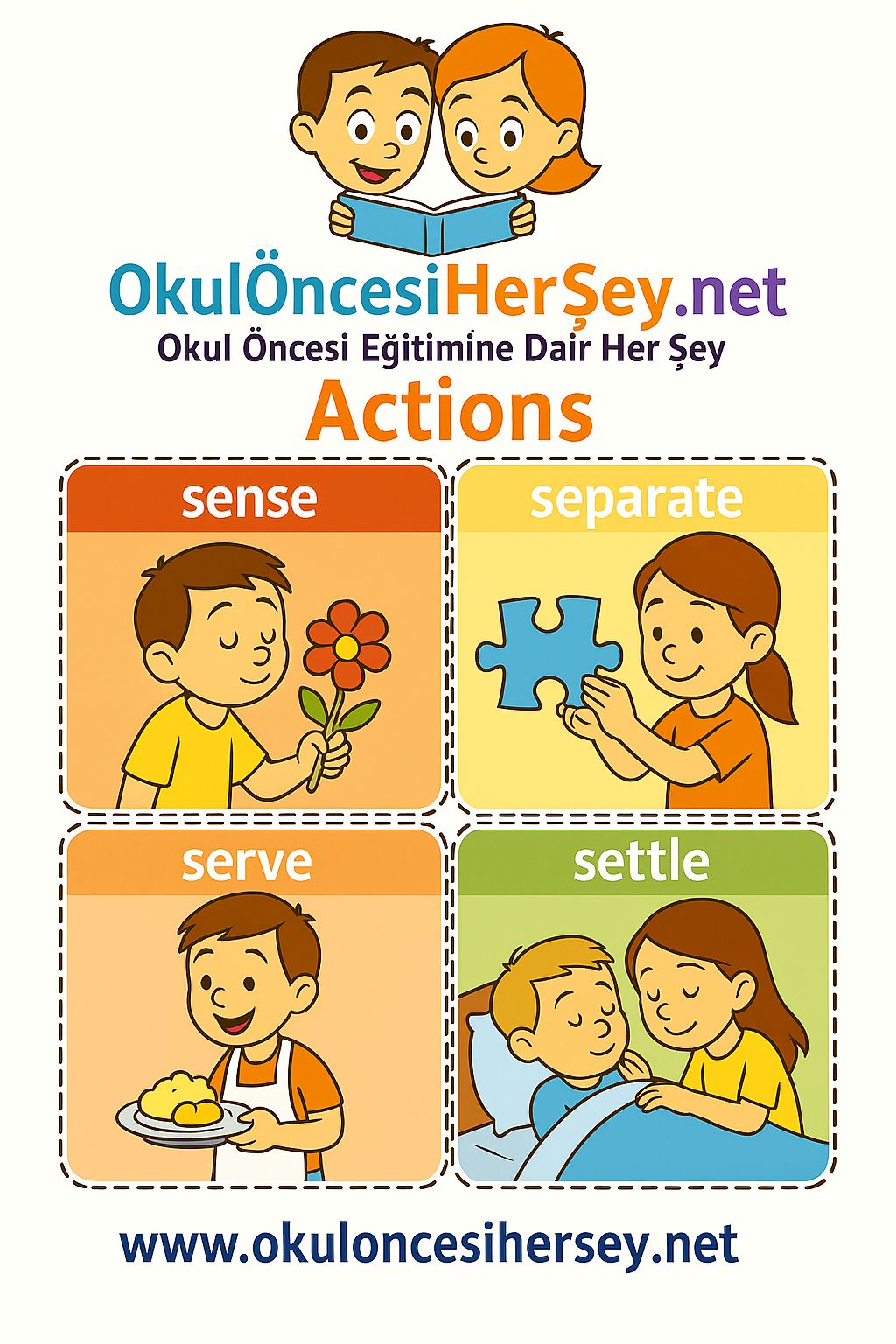 Çocuklar İçin  Fiiller Flashkart  