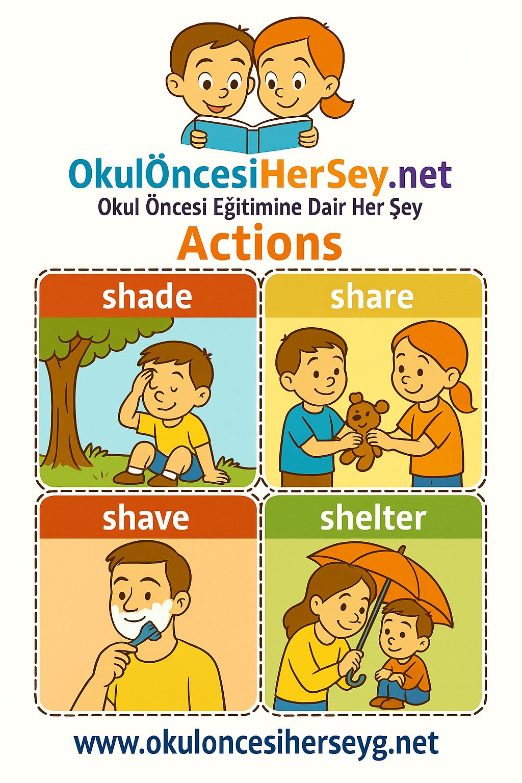 Çocuklar İçin  Fiiller Flashkart  