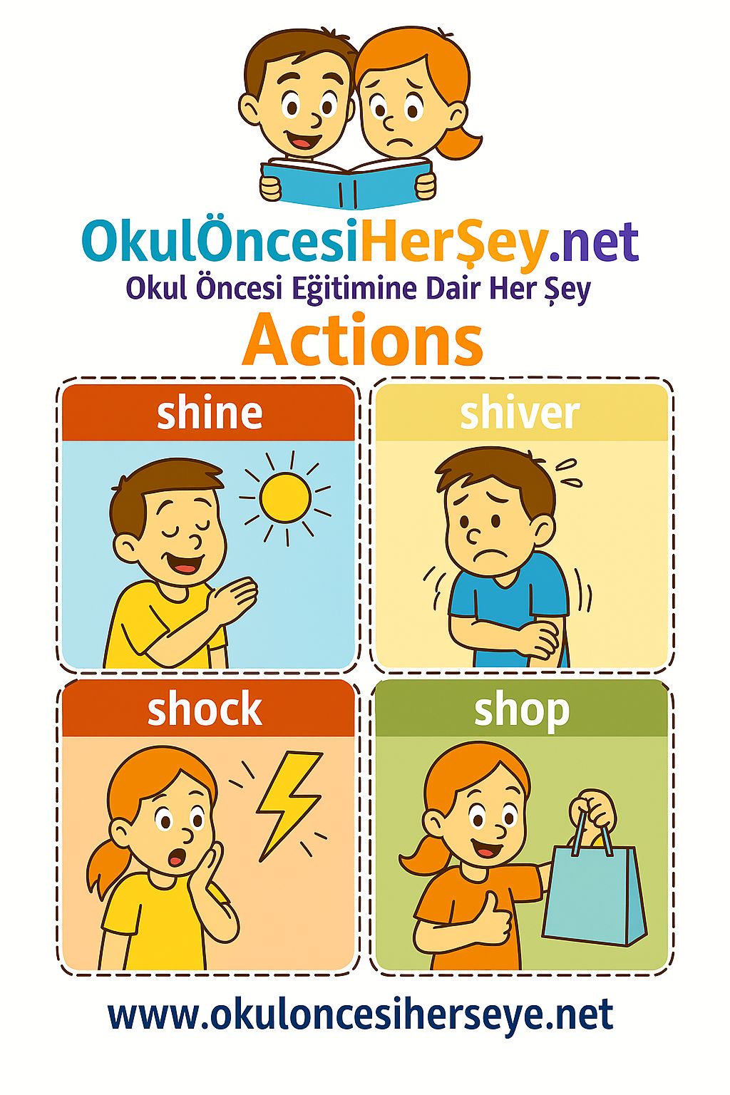Çocuklar İçin  Fiiller Flashkart  