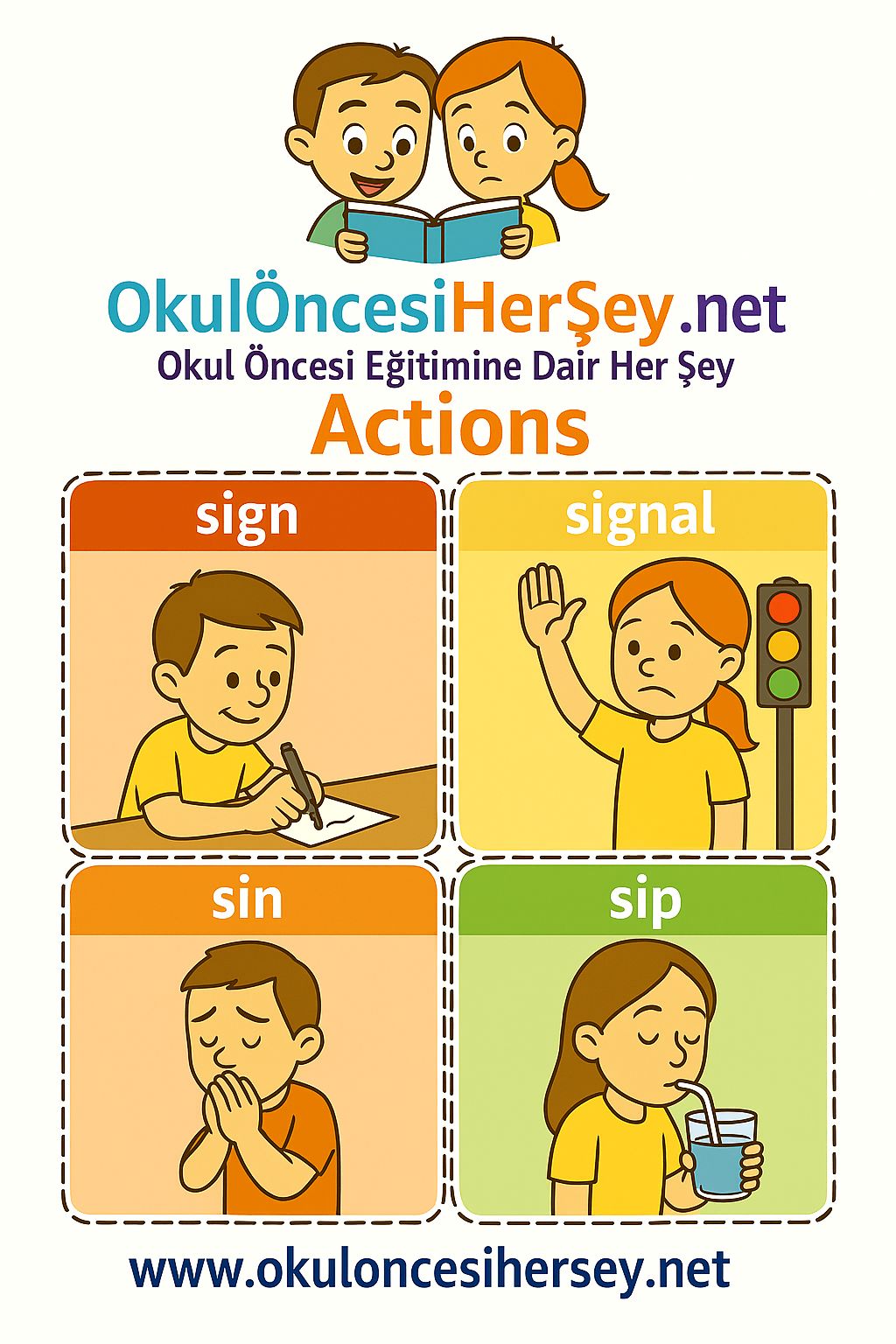 Çocuklar İçin  Fiiller Flashkart  