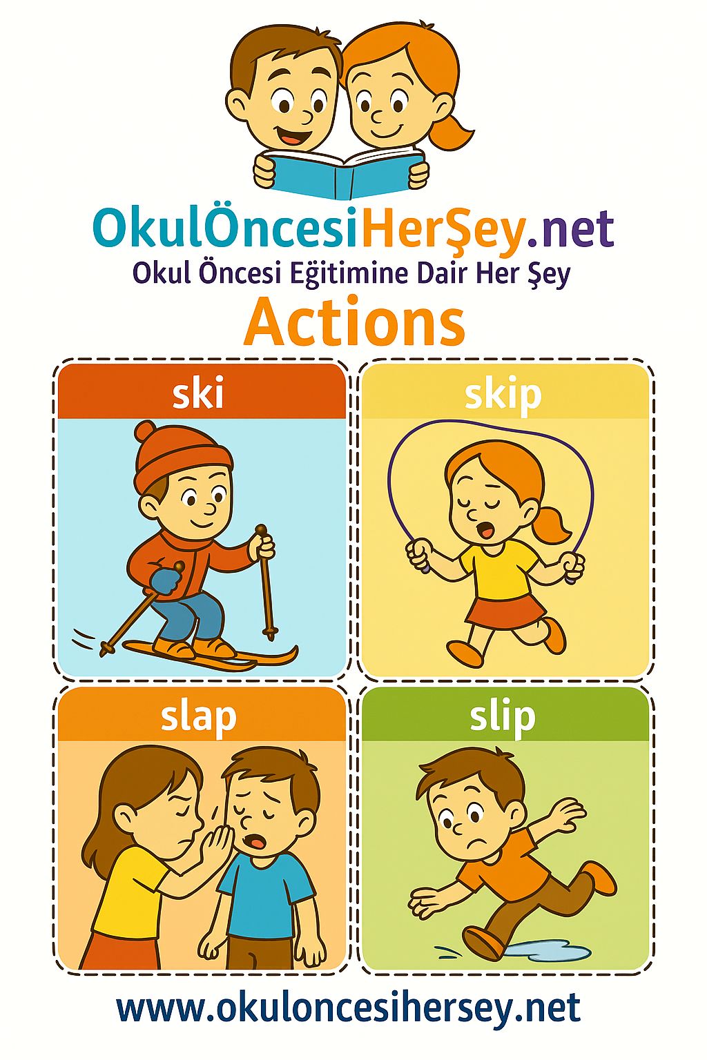 Çocuklar İçin  Fiiller Flashkart  