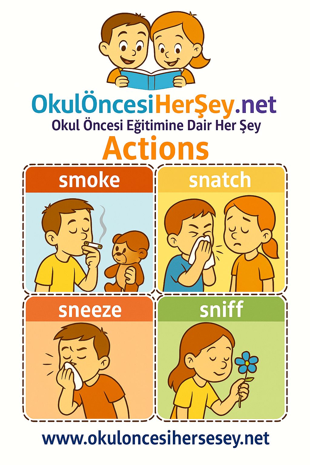 Çocuklar İçin  Fiiller Flashkart  