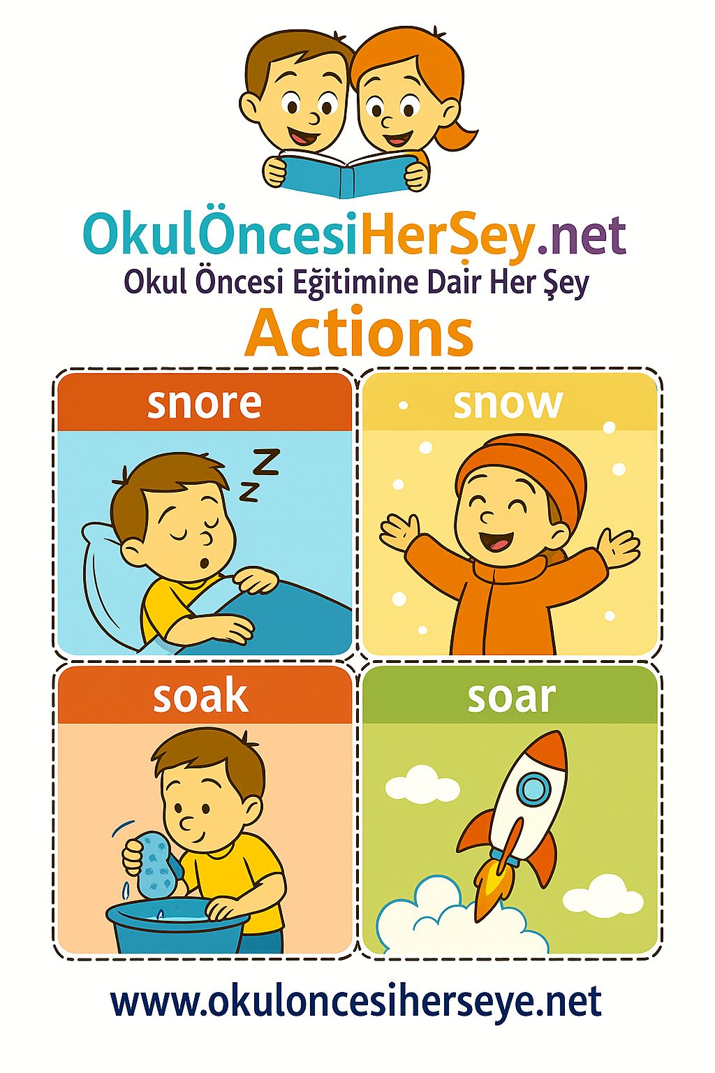 Çocuklar İçin  Fiiller Flashkart  