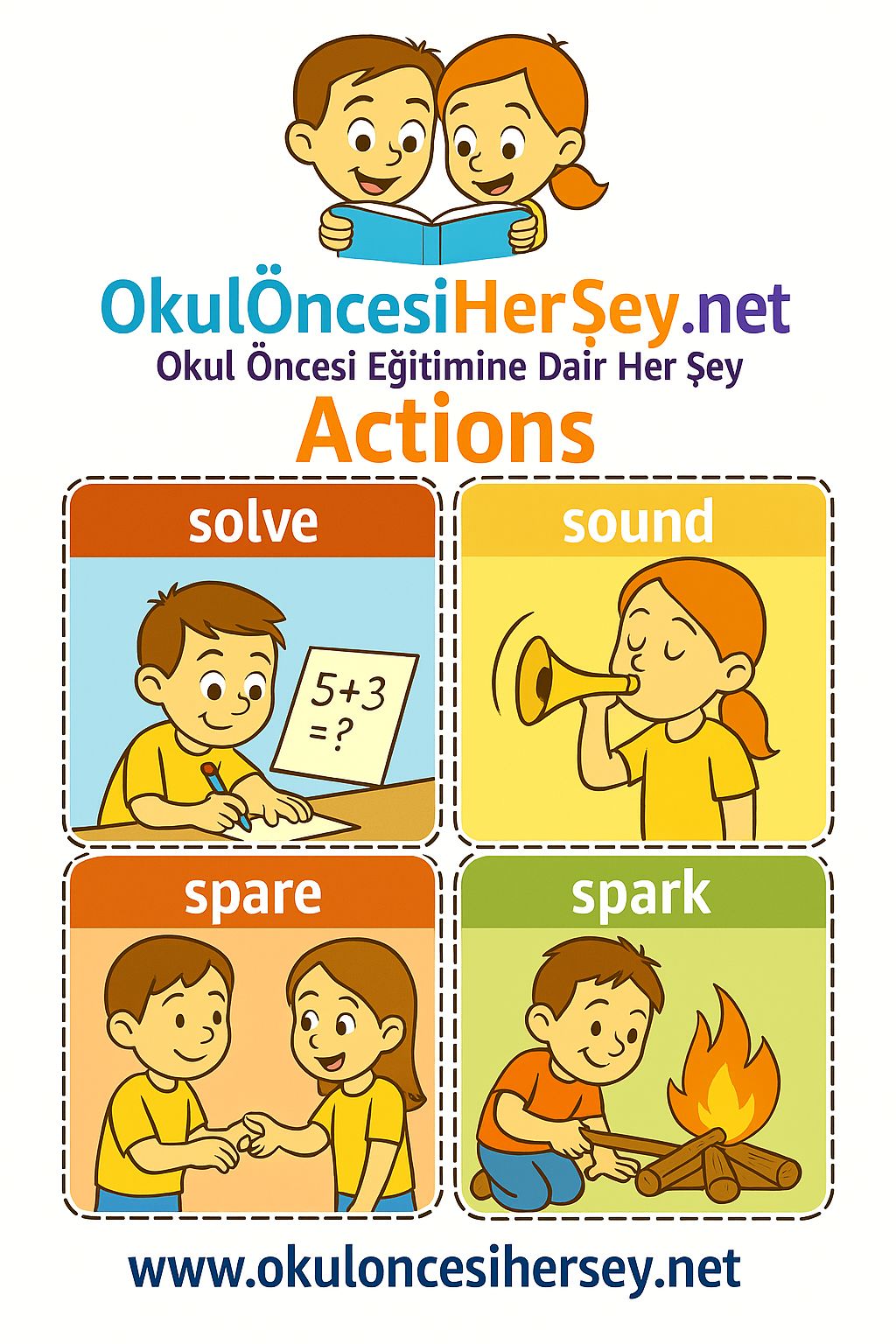 Çocuklar İçin  Fiiller Flashkart  