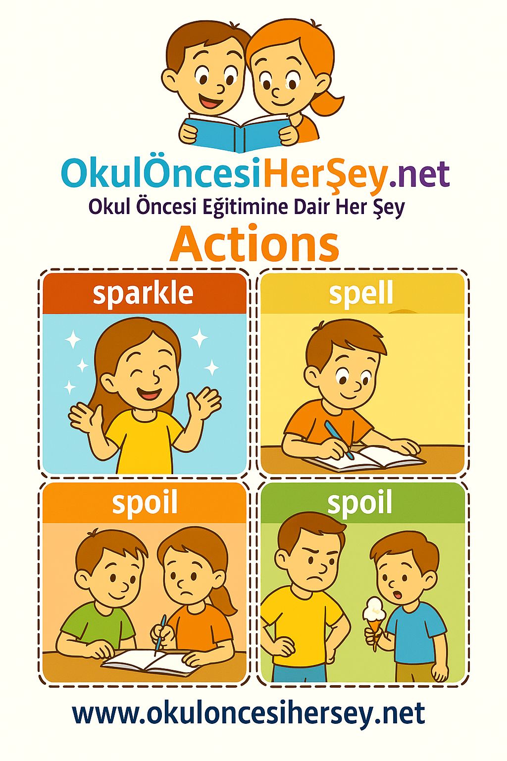 Çocuklar İçin  Fiiller Flashkart  