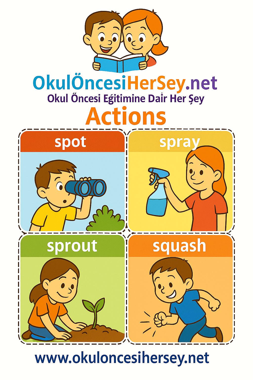 Çocuklar İçin  Fiiller Flashkart  