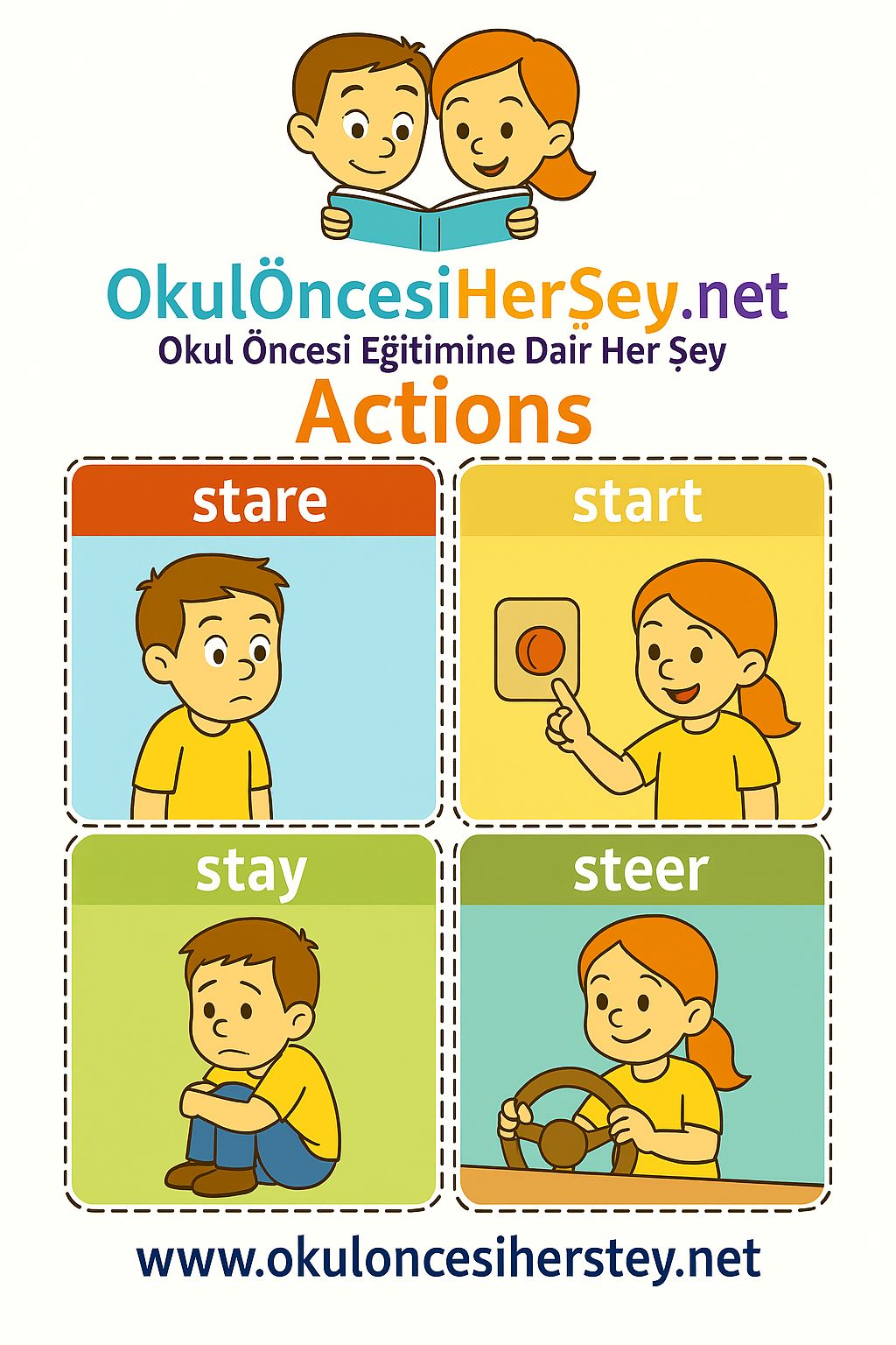 Çocuklar İçin  Fiiller Flashkart  