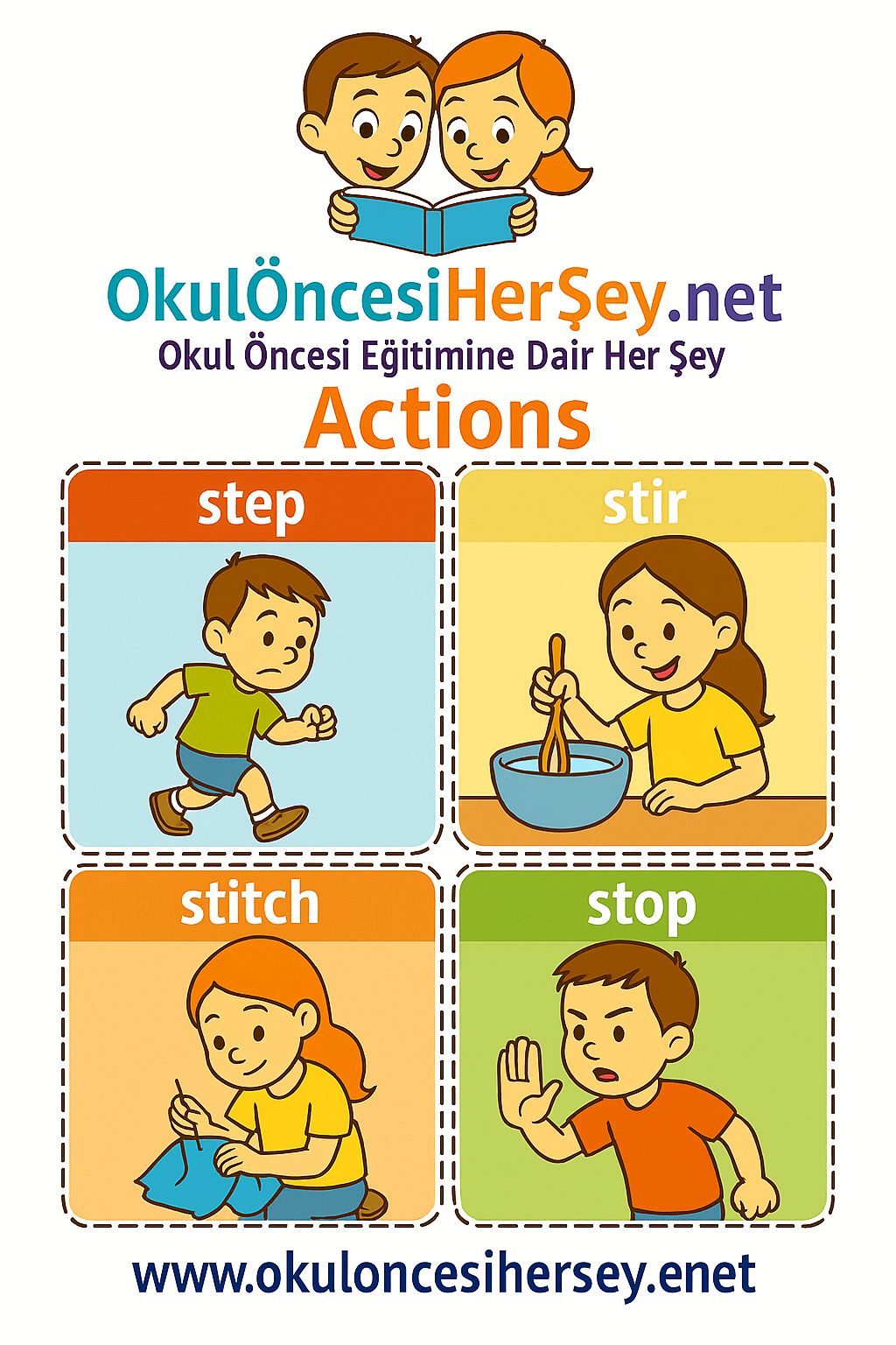 Çocuklar İçin  Fiiller Flashkart  