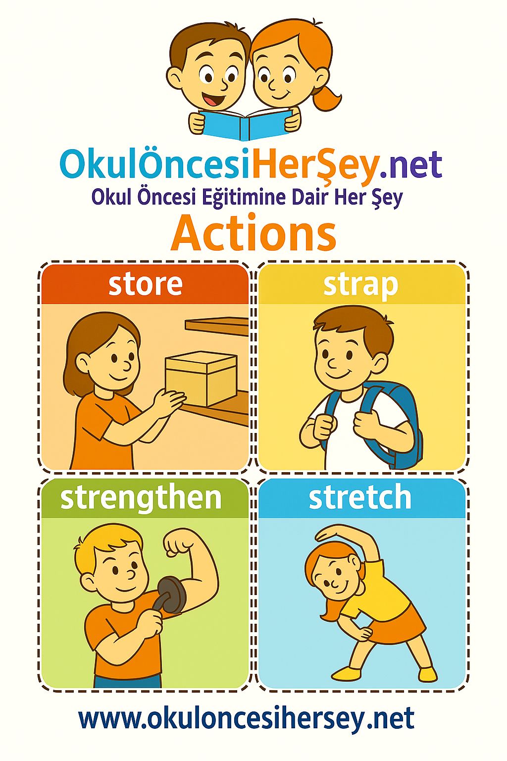 Çocuklar İçin  Fiiller Flashkart  