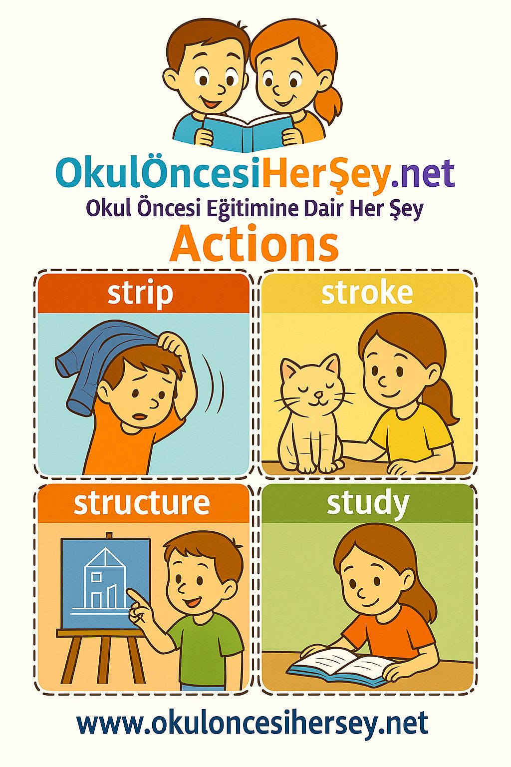 Çocuklar İçin  Fiiller Flashkart  