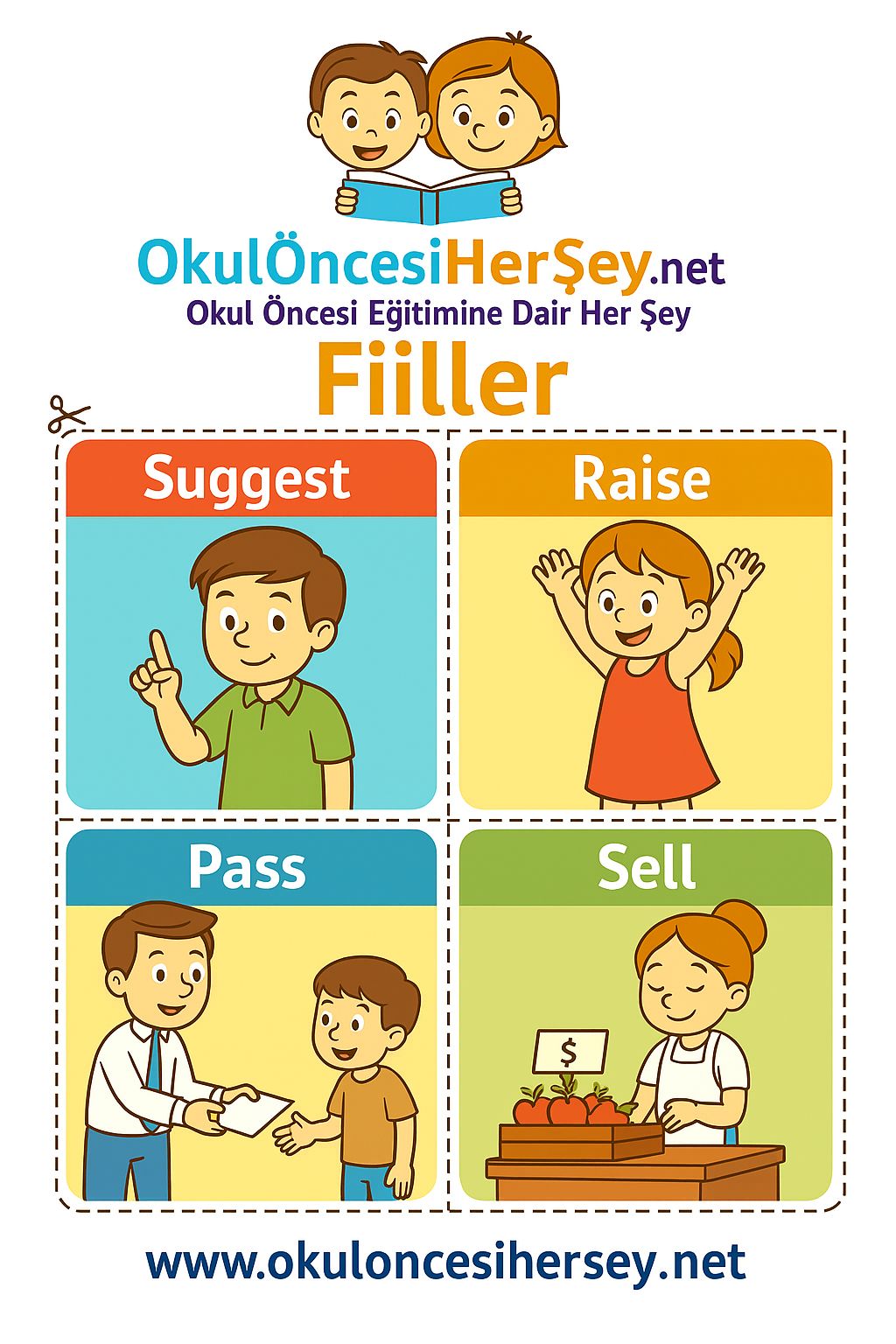 Çocuklar İçin  Fiiller Flashkart  