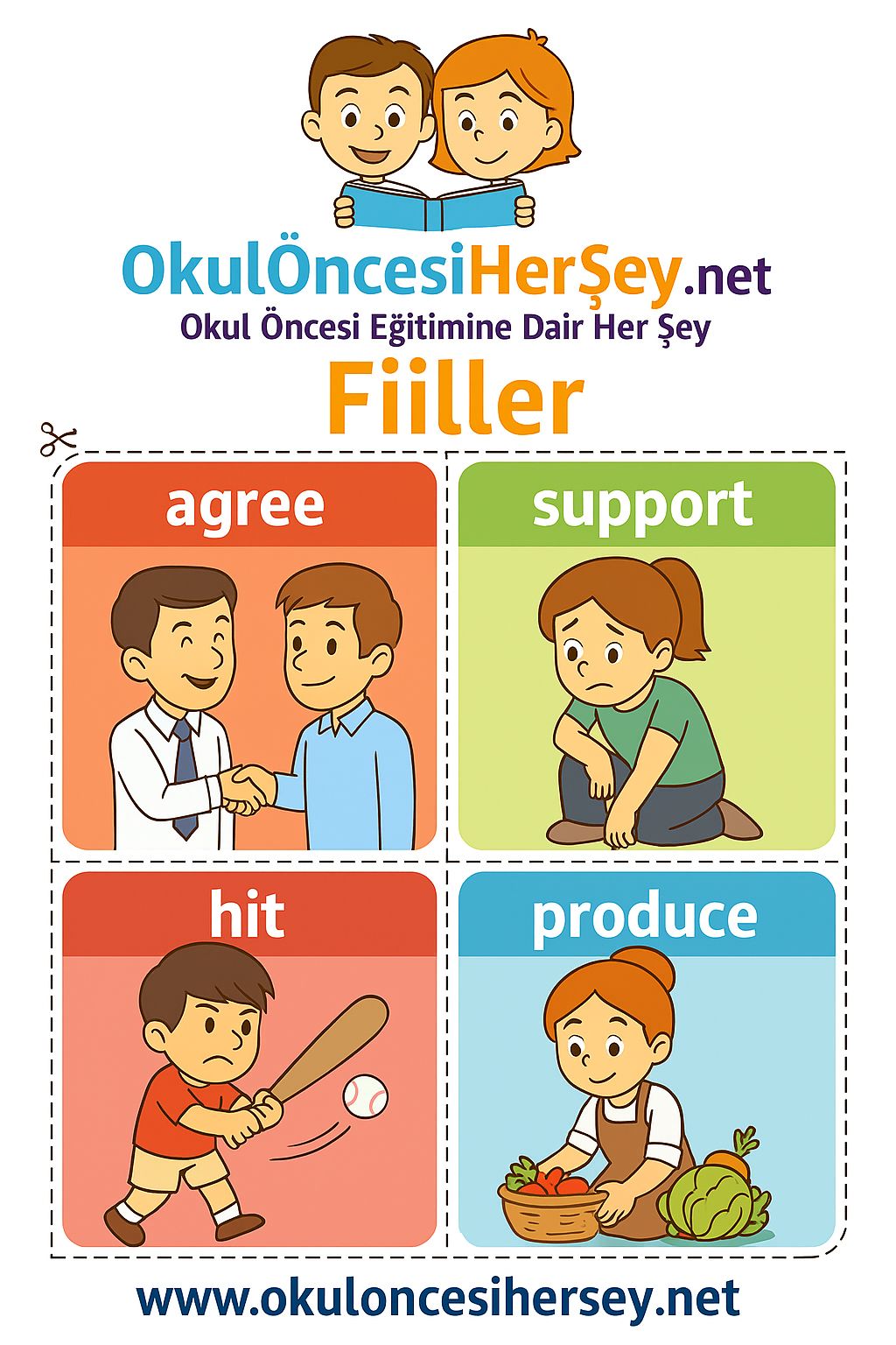 Çocuklar İçin  Fiiller Flashkart  