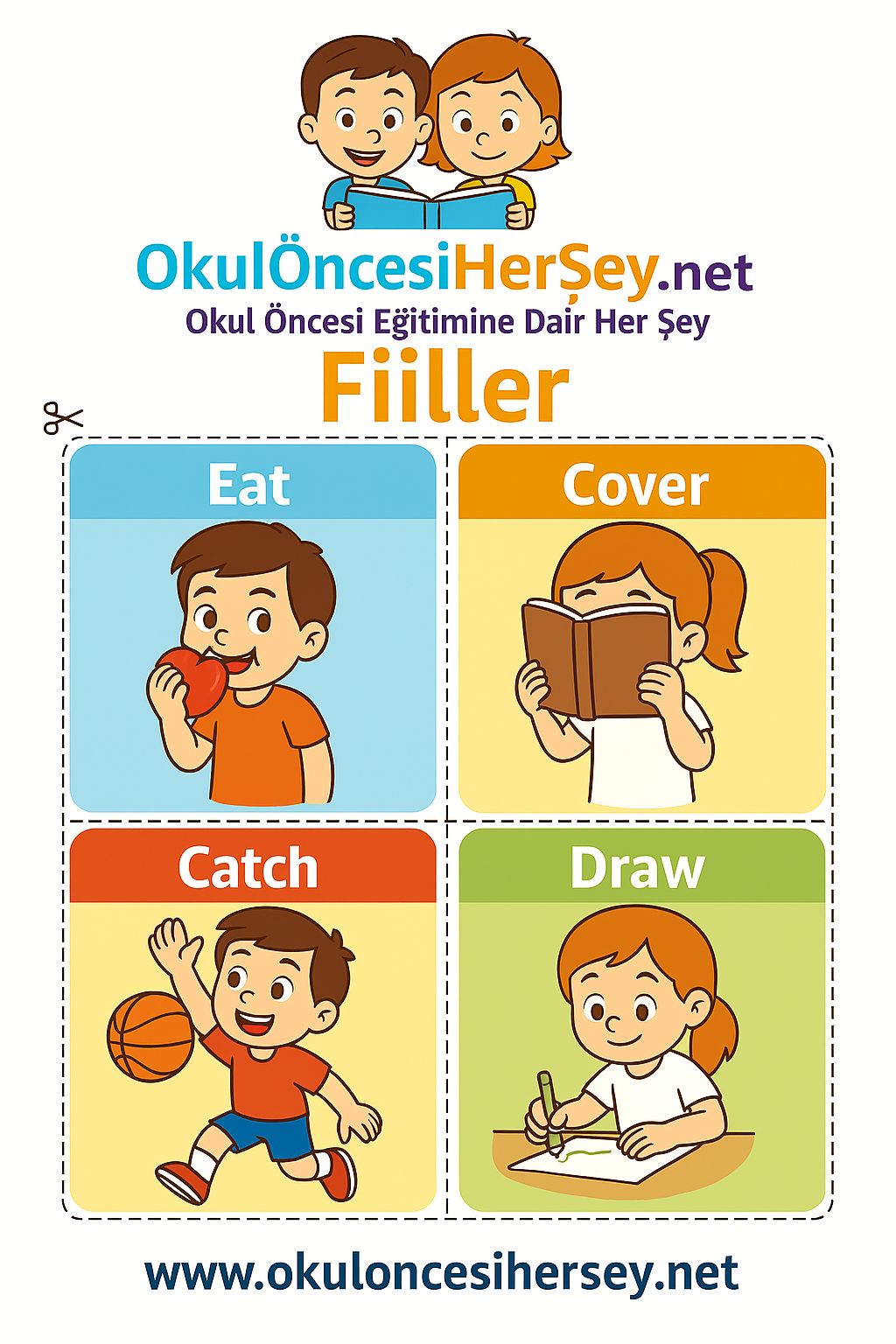 Çocuklar İçin  Fiiller Flashkart  