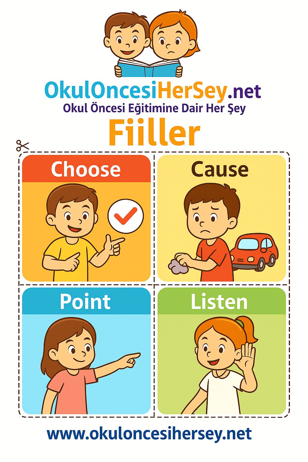 Çocuklar İçin  Fiiller Flashkart  