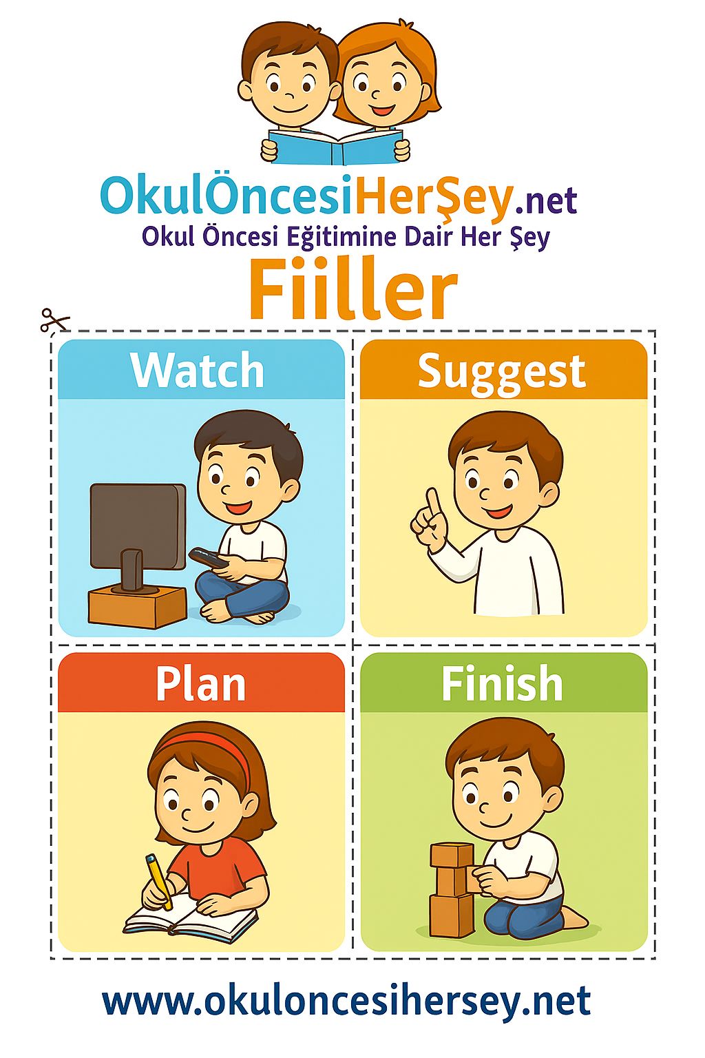 Çocuklar İçin  Fiiller Flashkart  