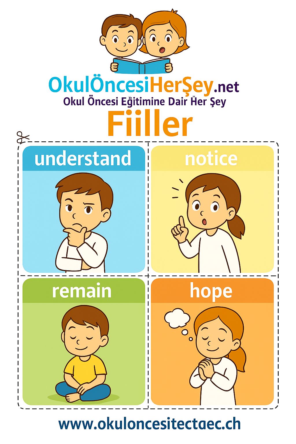 Çocuklar İçin  Fiiller Flashkart  