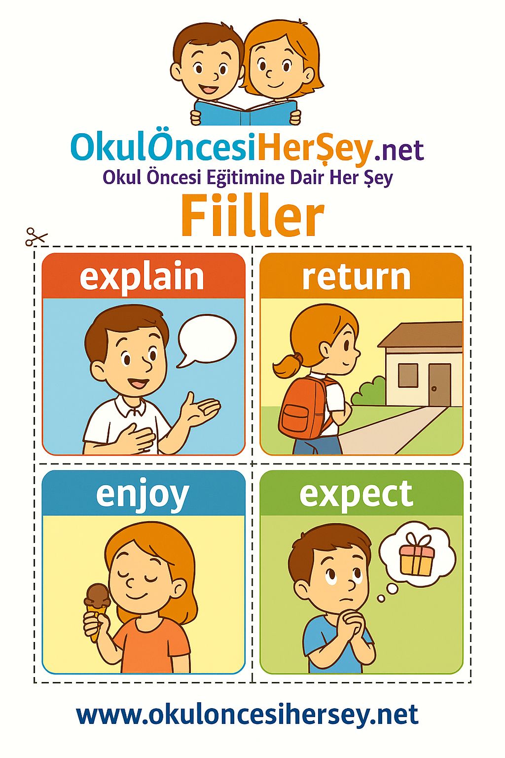 Çocuklar İçin  Fiiller Flashkart  