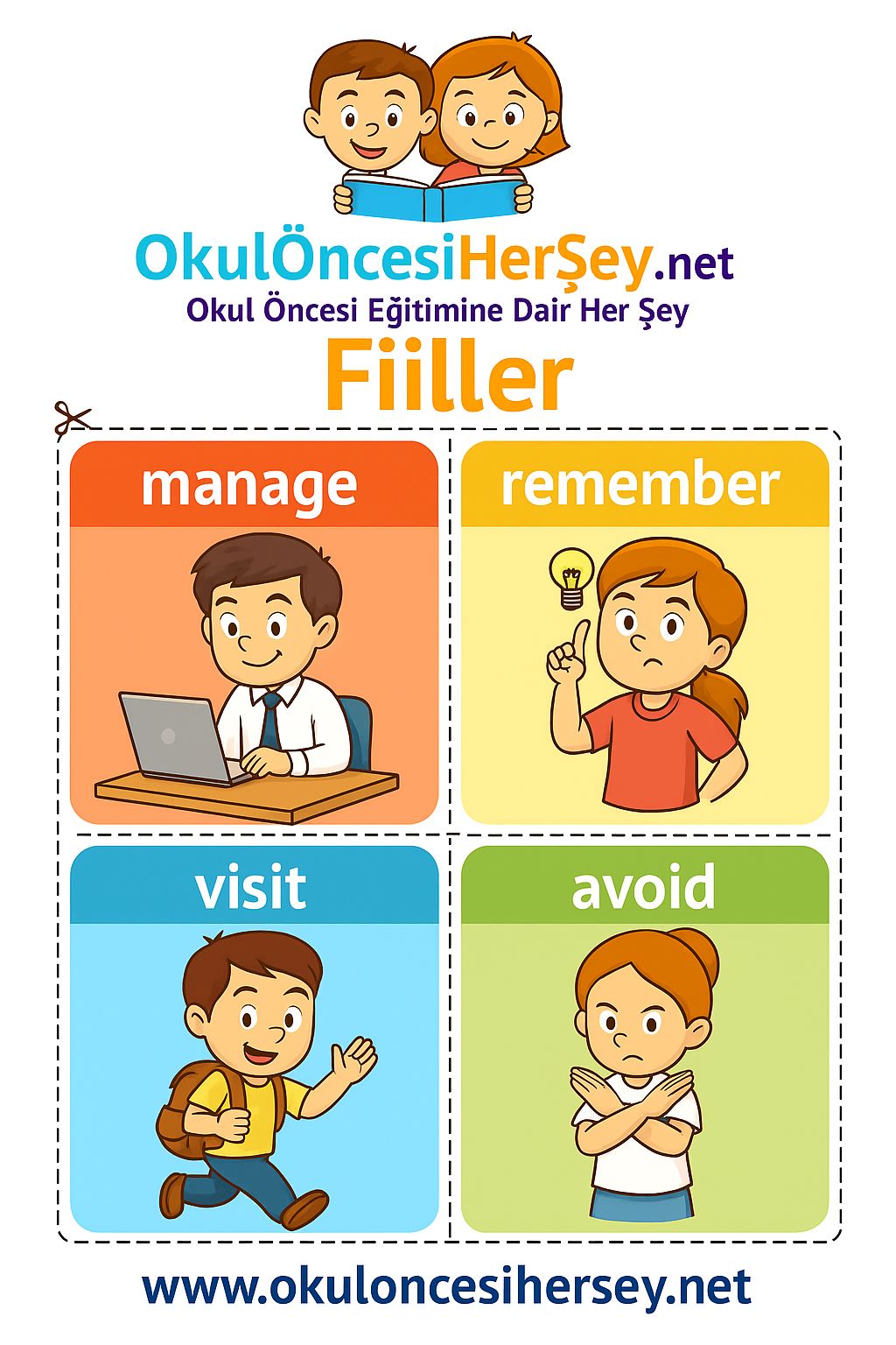 Çocuklar İçin  Fiiller Flashkart  