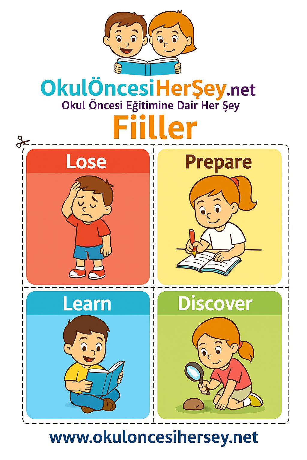 Çocuklar İçin  Fiiller Flashkart  