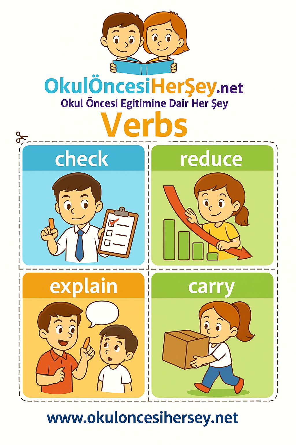 Çocuklar İçin  Fiiller Flashkart  