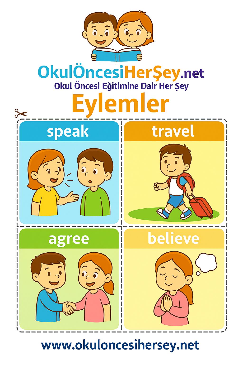 Çocuklar İçin  Fiiller Flashkart  