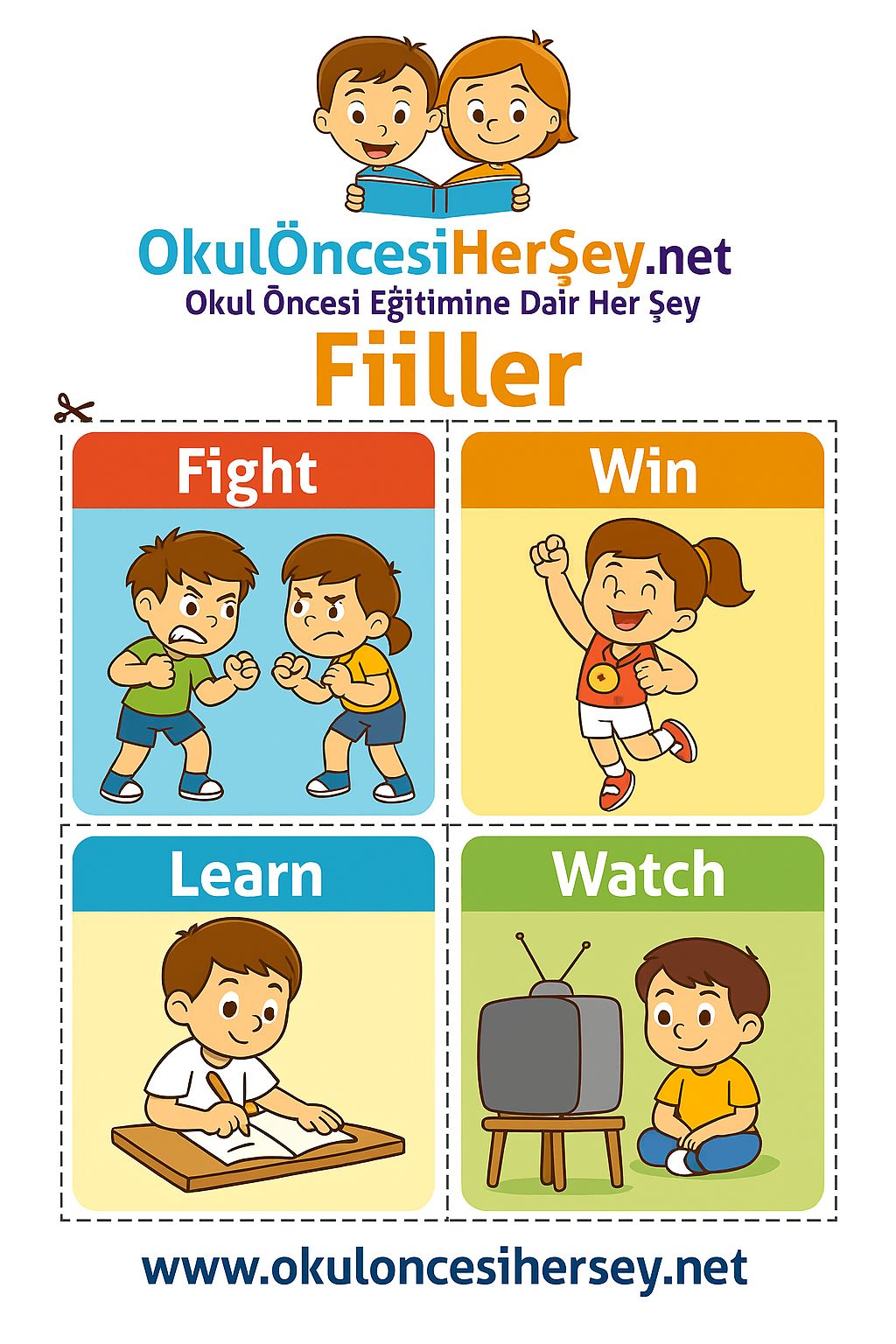 Çocuklar İçin  Fiiller Flashkart  