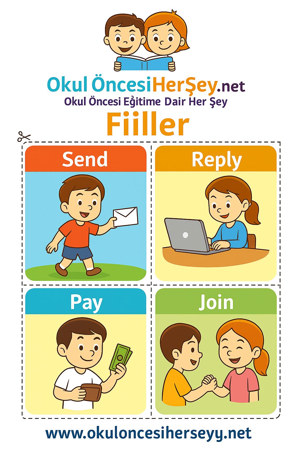 Çocuklar İçin  Fiiller Flashkart  