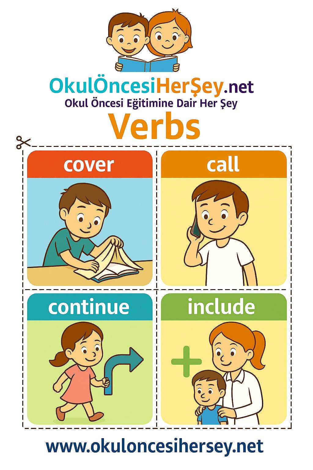 Çocuklar İçin  Fiiller Flashkart  