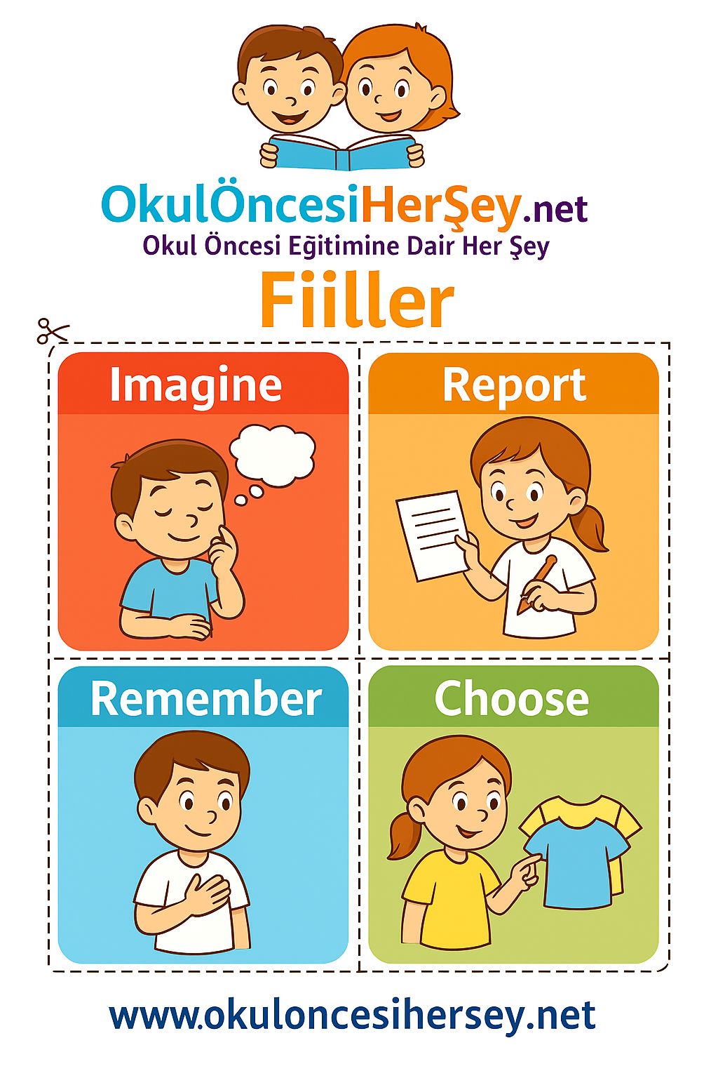 Çocuklar İçin  Fiiller Flashkart  