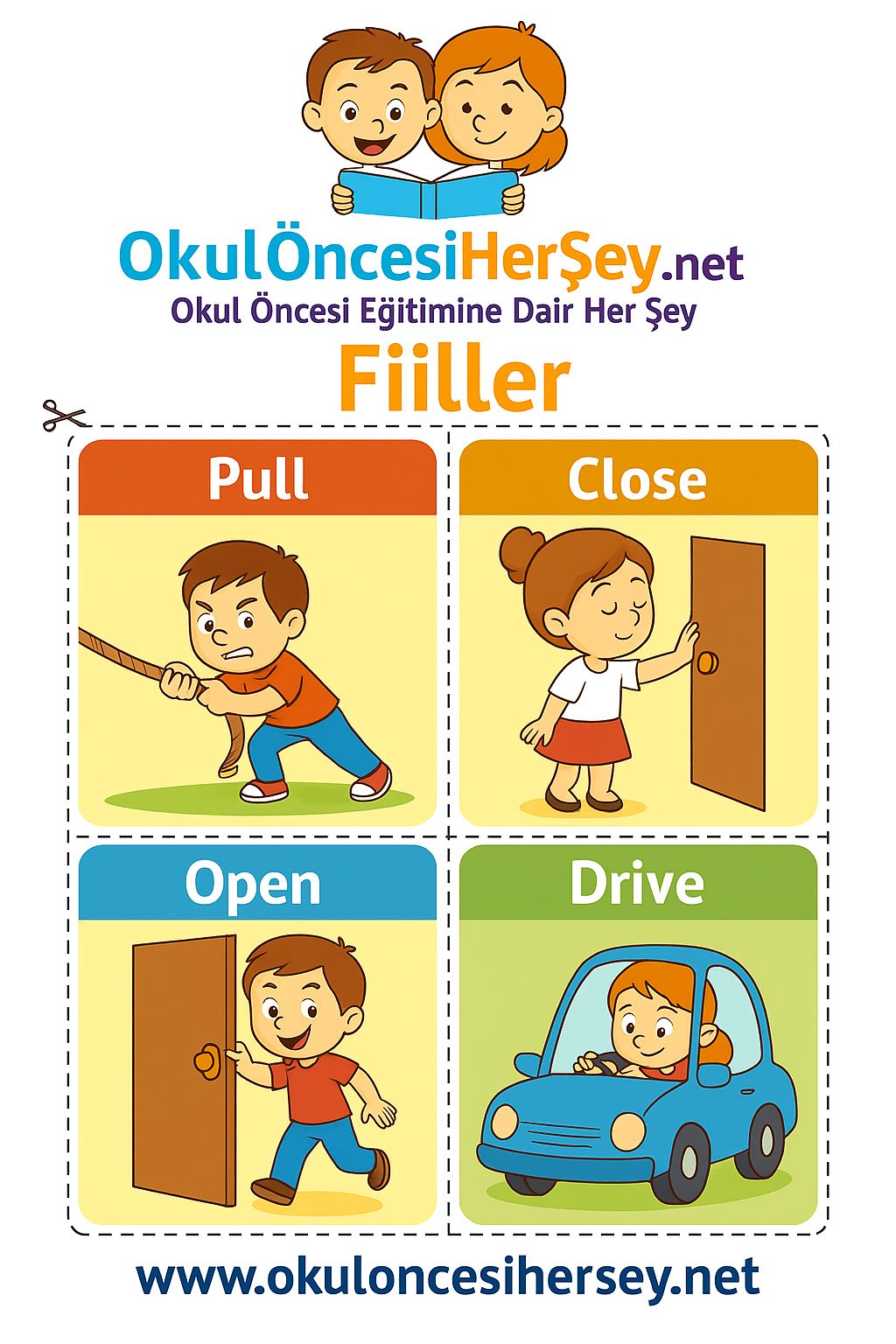 Çocuklar İçin  Fiiller Flashkart  