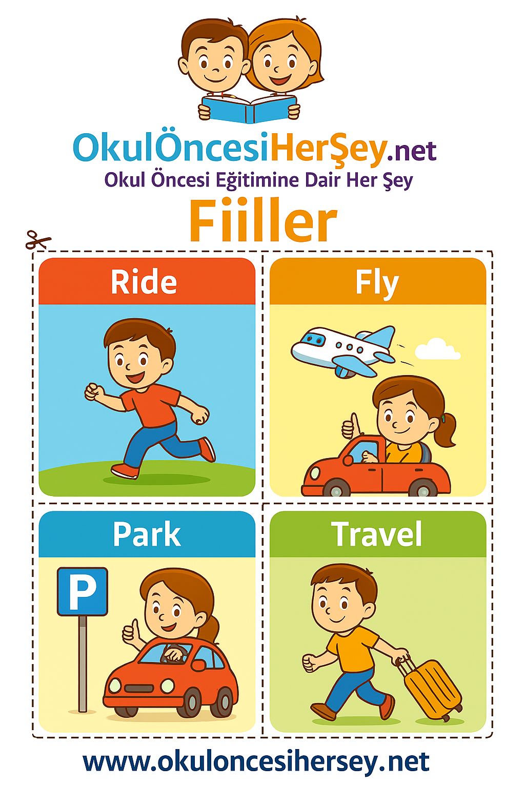 Çocuklar İçin  Fiiller Flashkart  