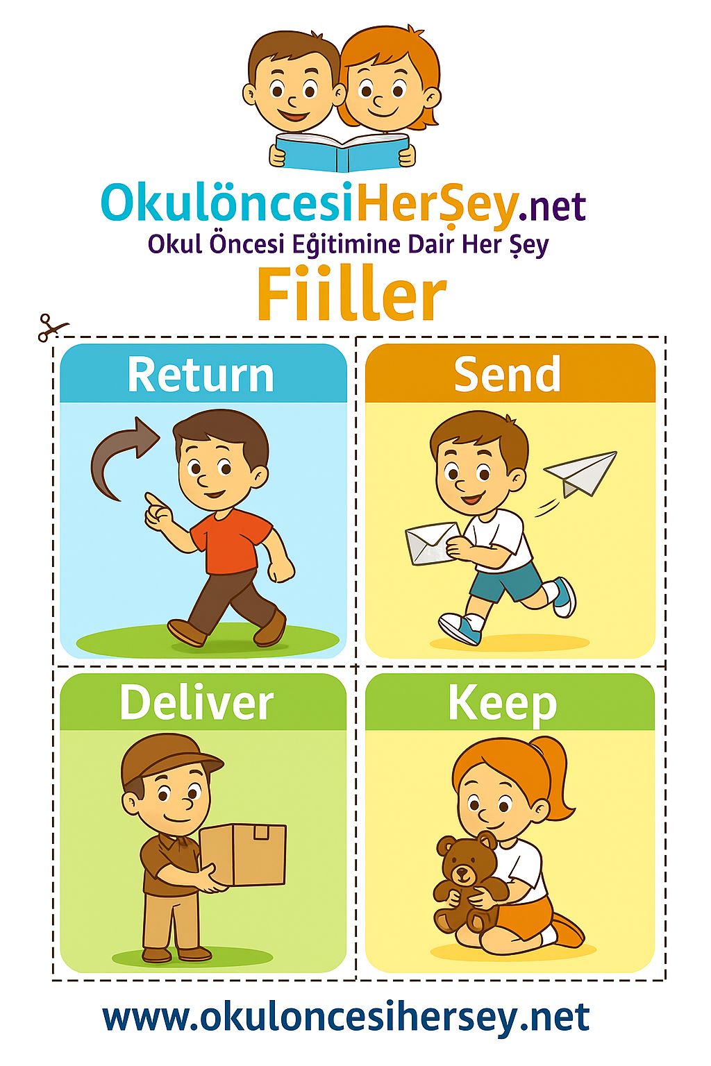 Çocuklar İçin  Fiiller Flashkart  